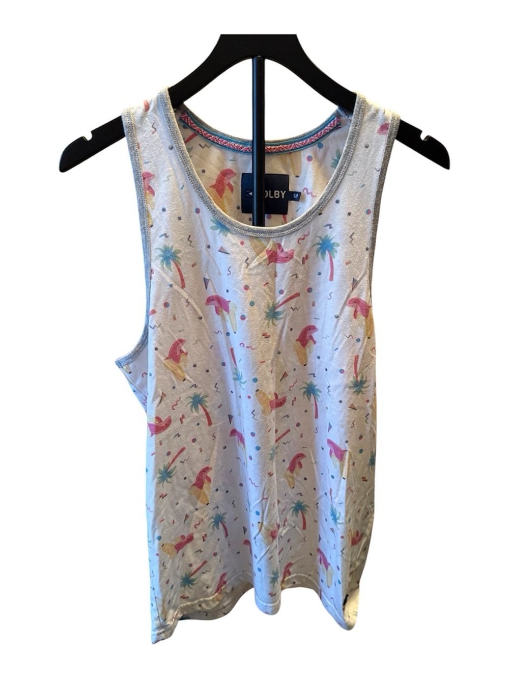 4/$45- Kolby Flamingo Palm Tree Print Tank Top Women’s Small Casual